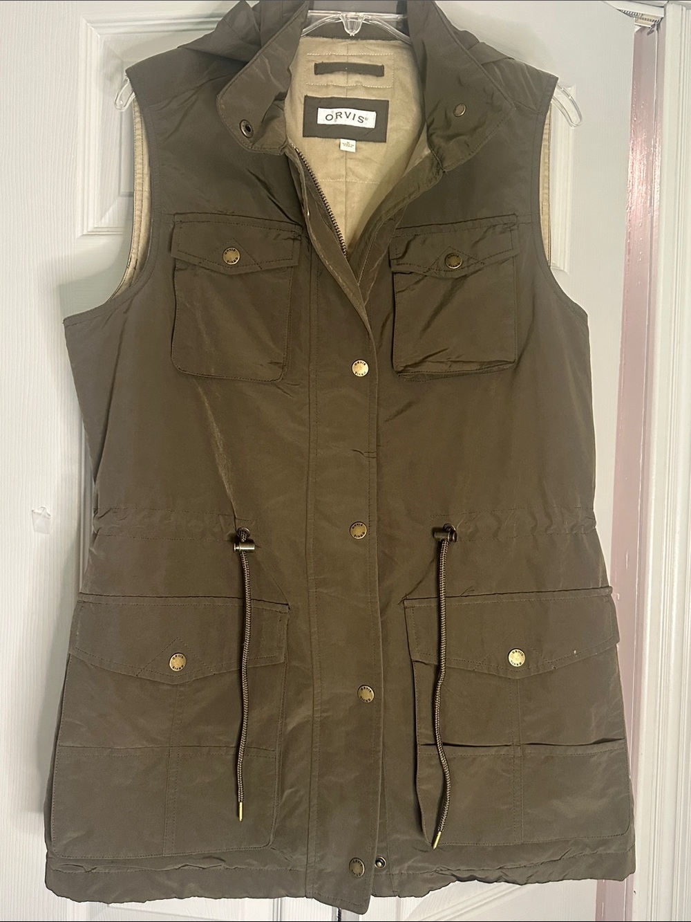 Orvis Olive Green Women's Utility Vest with Drawstring Waist